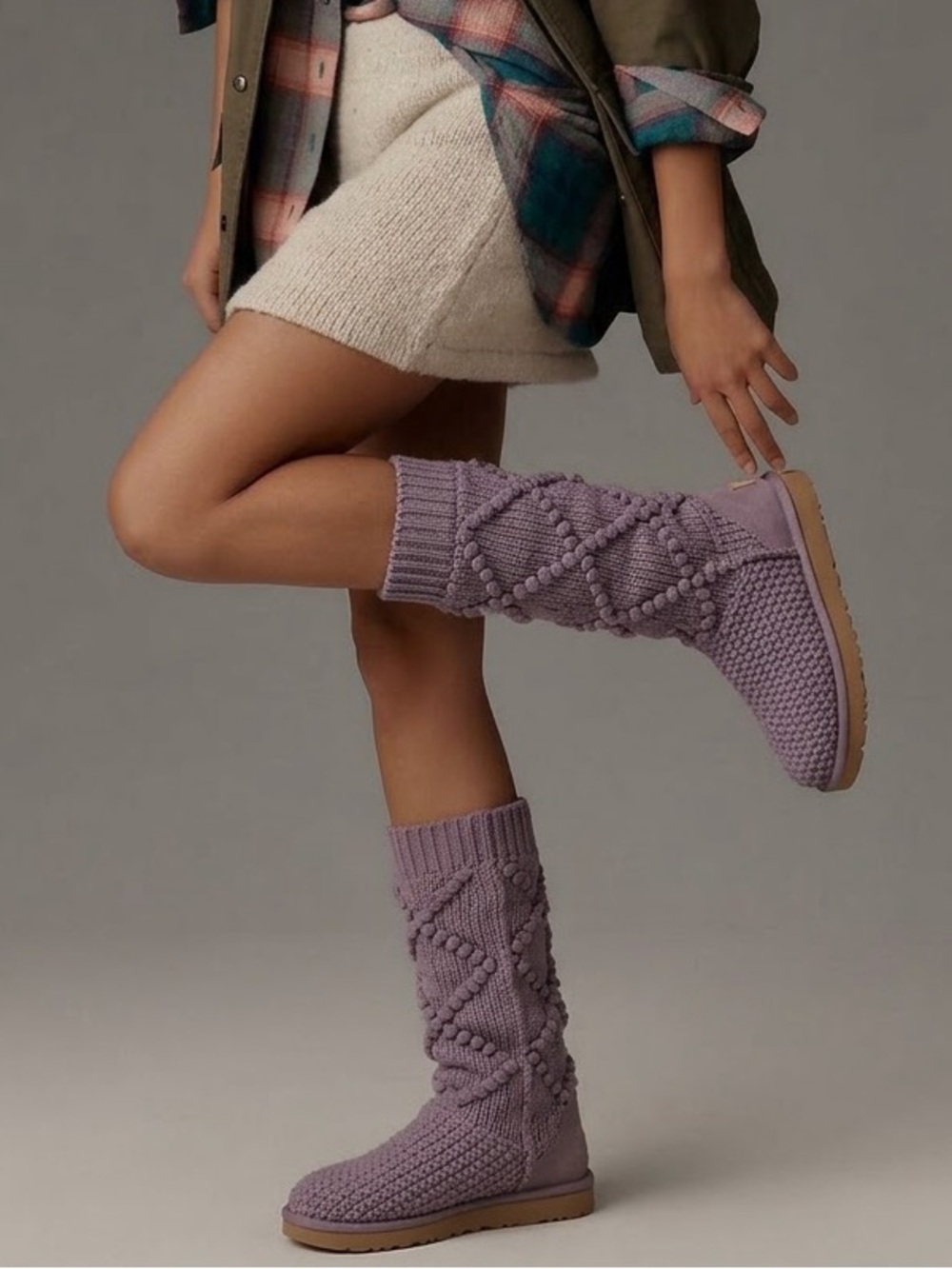 New in Box UGG Knit Lavender Mid-Calf Women's Boots